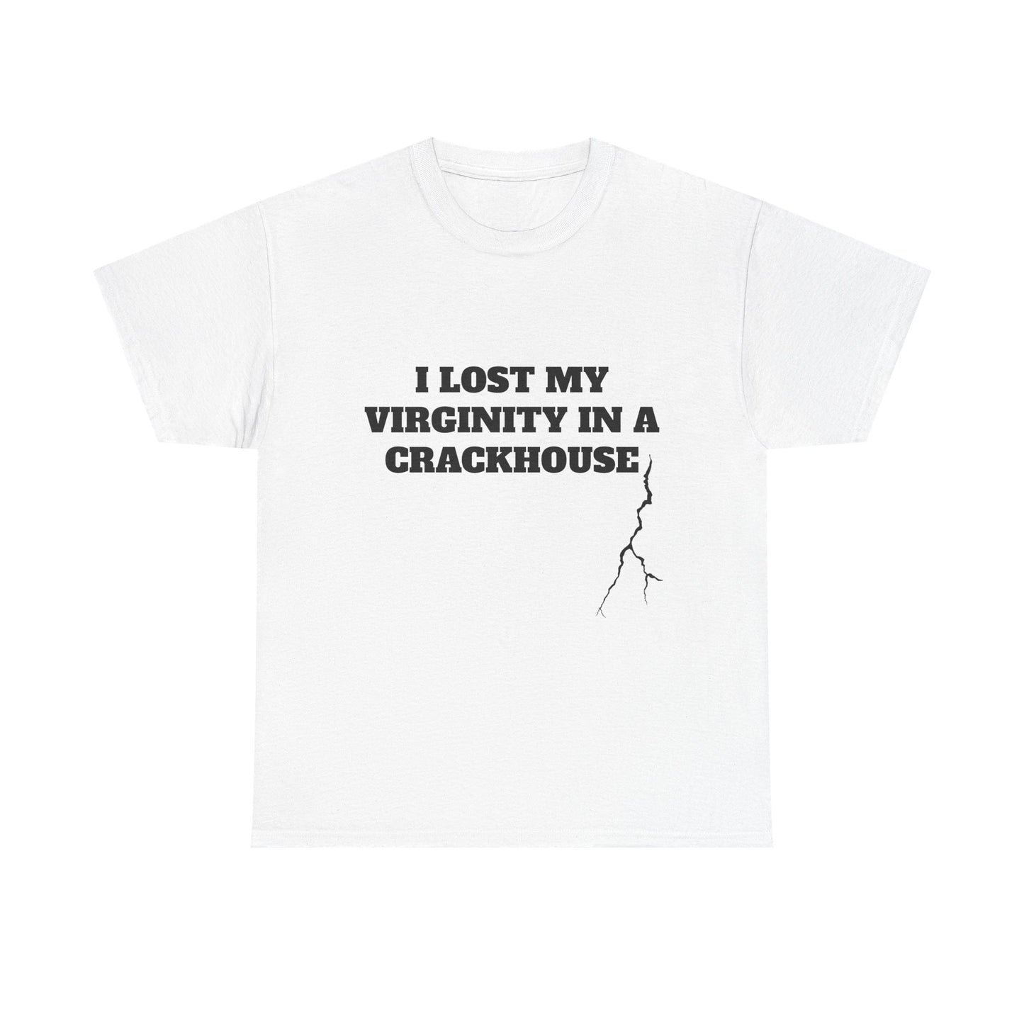 I LOST MY VIRGINITY IN A CRACKHOUSE - Graphic Unisex Heavy Cotton Tee