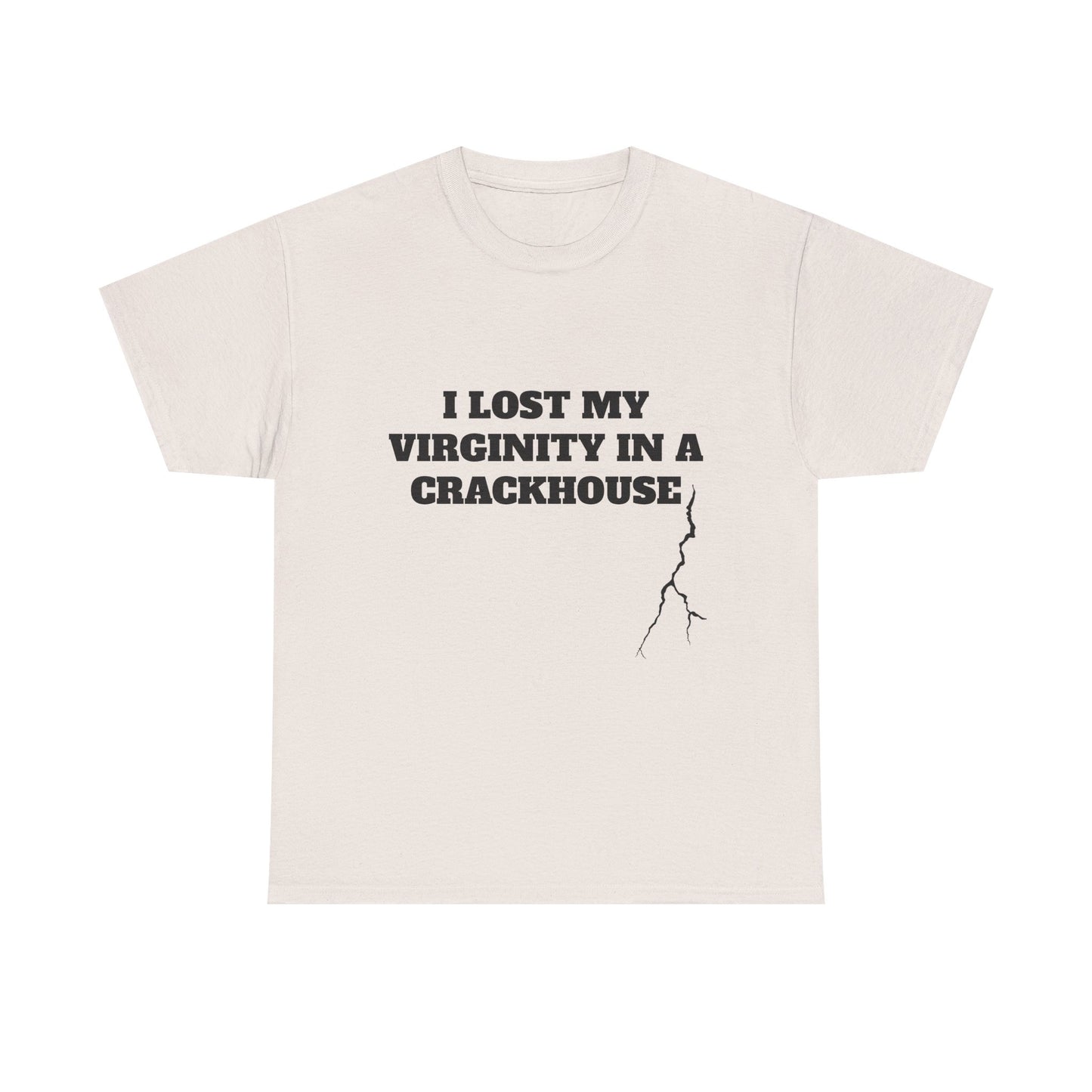 I LOST MY VIRGINITY IN A CRACKHOUSE - Graphic Unisex Heavy Cotton Tee