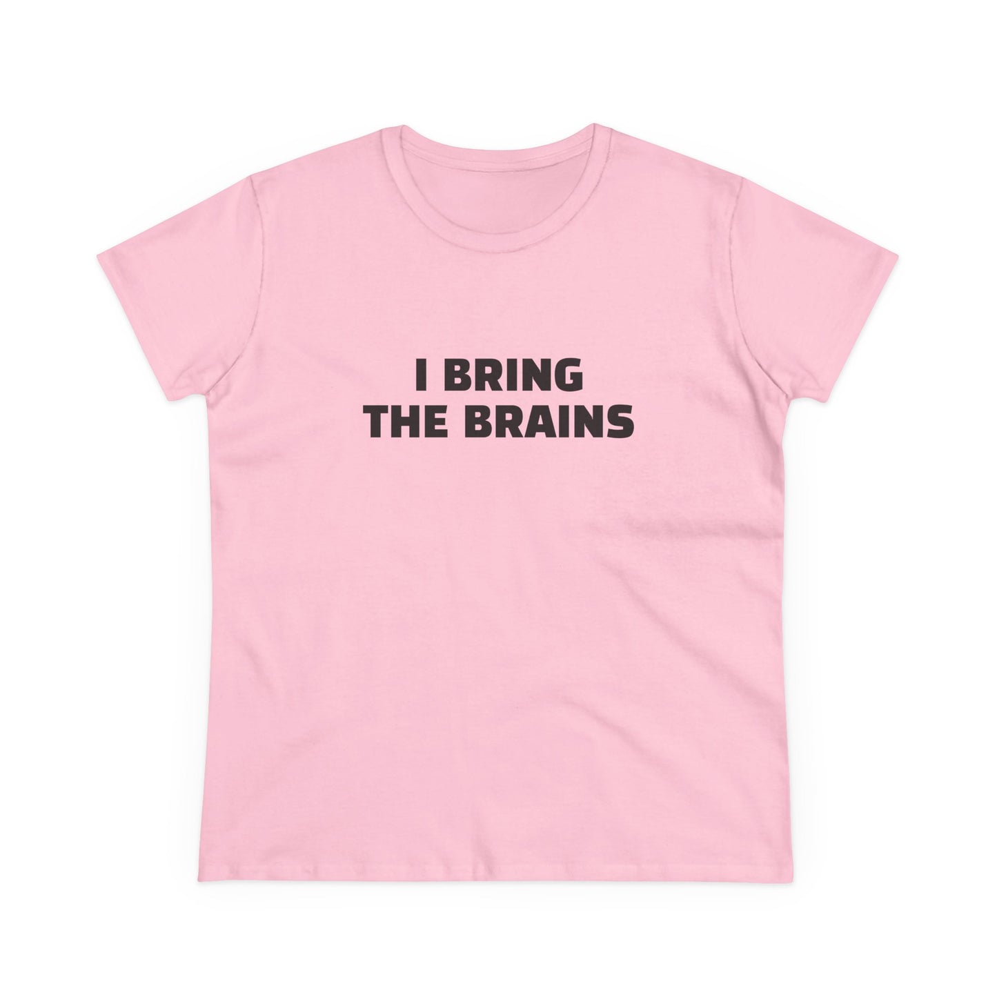 I Bring The Brains - 1/4 Graphic Cotton Cut Semi-Fitted Silhouette T-Shirt
