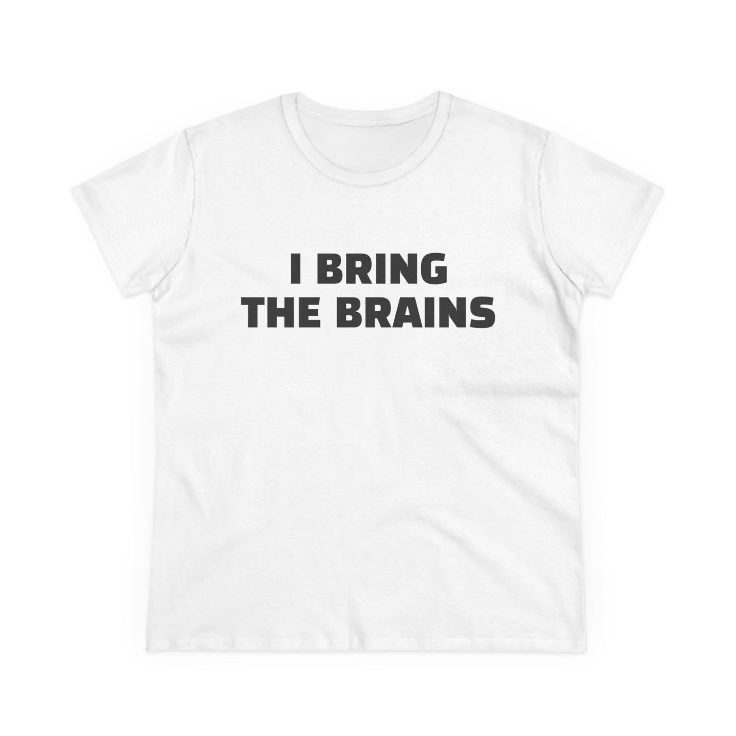 I Bring The Brains - 1/4 Graphic Cotton Cut Semi-Fitted Silhouette T-Shirt