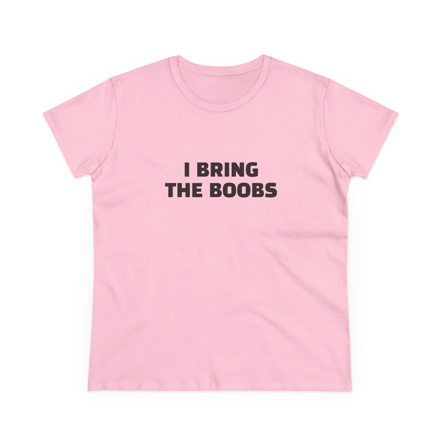 I Bring The Boobs - 2/4 Graphic Cut Semi Tight Silhouette Cotton T-Shirt