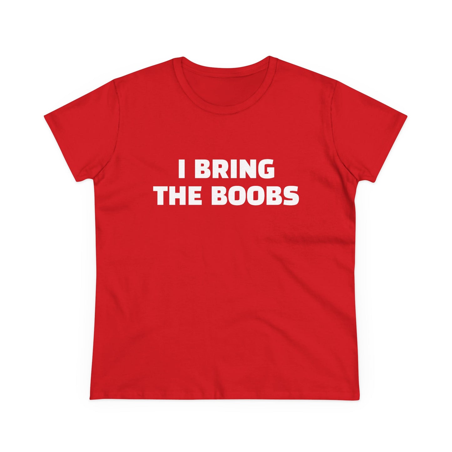 I Bring The Boobs - 2/4 Graphic Cut Semi Tight Silhouette Cotton T-Shirt