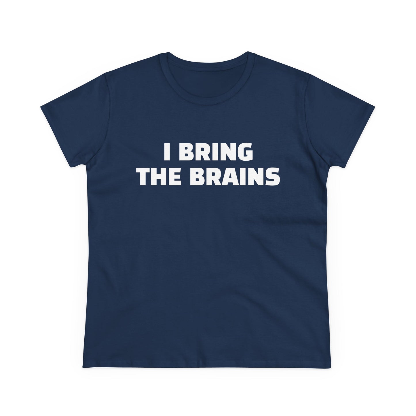 I Bring The Brains - 1/4 Graphic Cotton Cut Semi-Fitted Silhouette T-Shirt