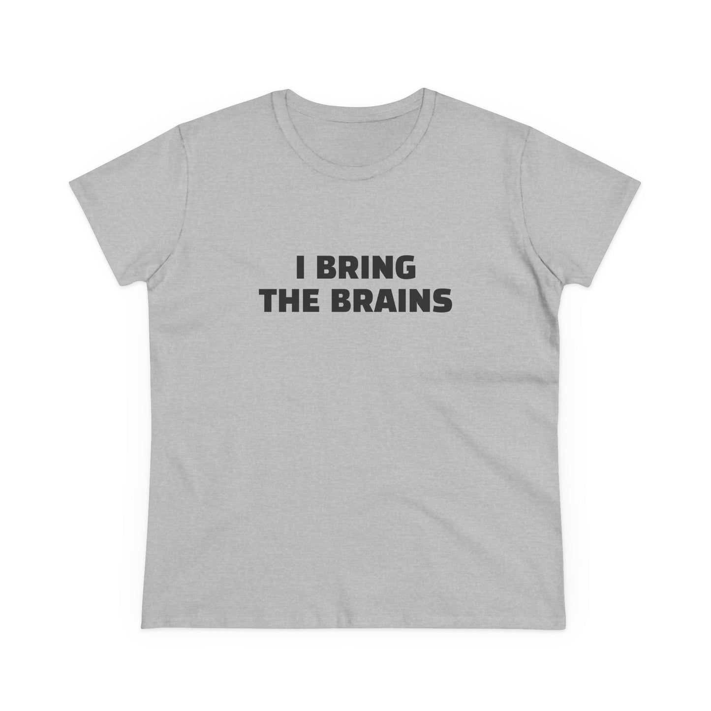 I Bring The Brains - 1/4 Graphic Cotton Cut Semi-Fitted Silhouette T-Shirt