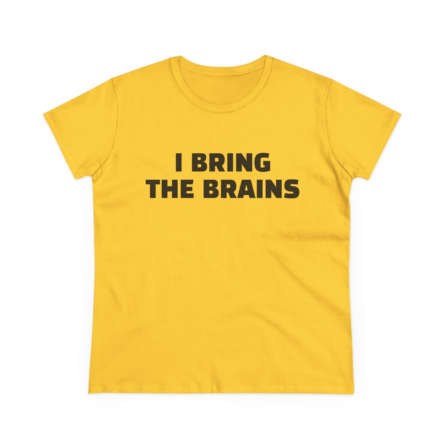 I Bring The Brains - 1/4 Graphic Cotton Cut Semi-Fitted Silhouette T-Shirt