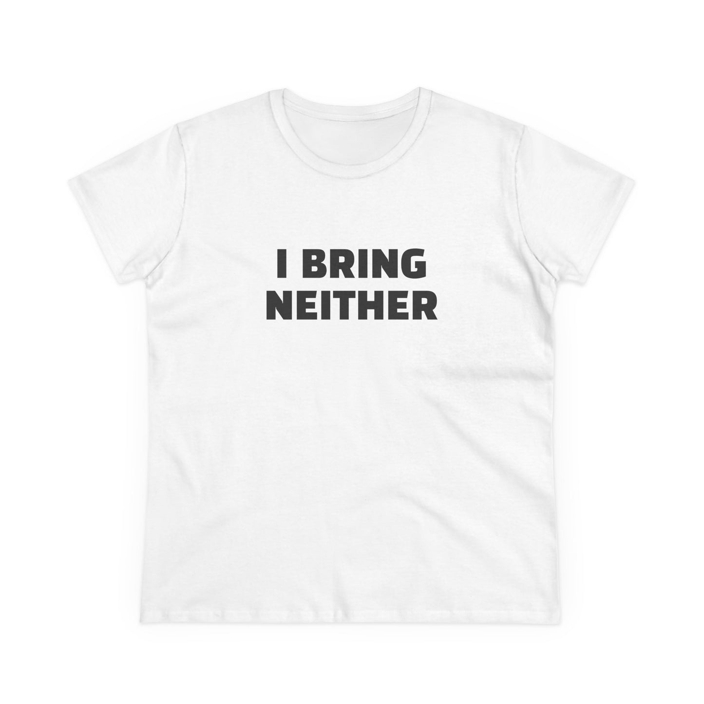 I Bring Neither 3/4 - Graphic Cut Semi Tight Silhouette Cotton T-Shirt