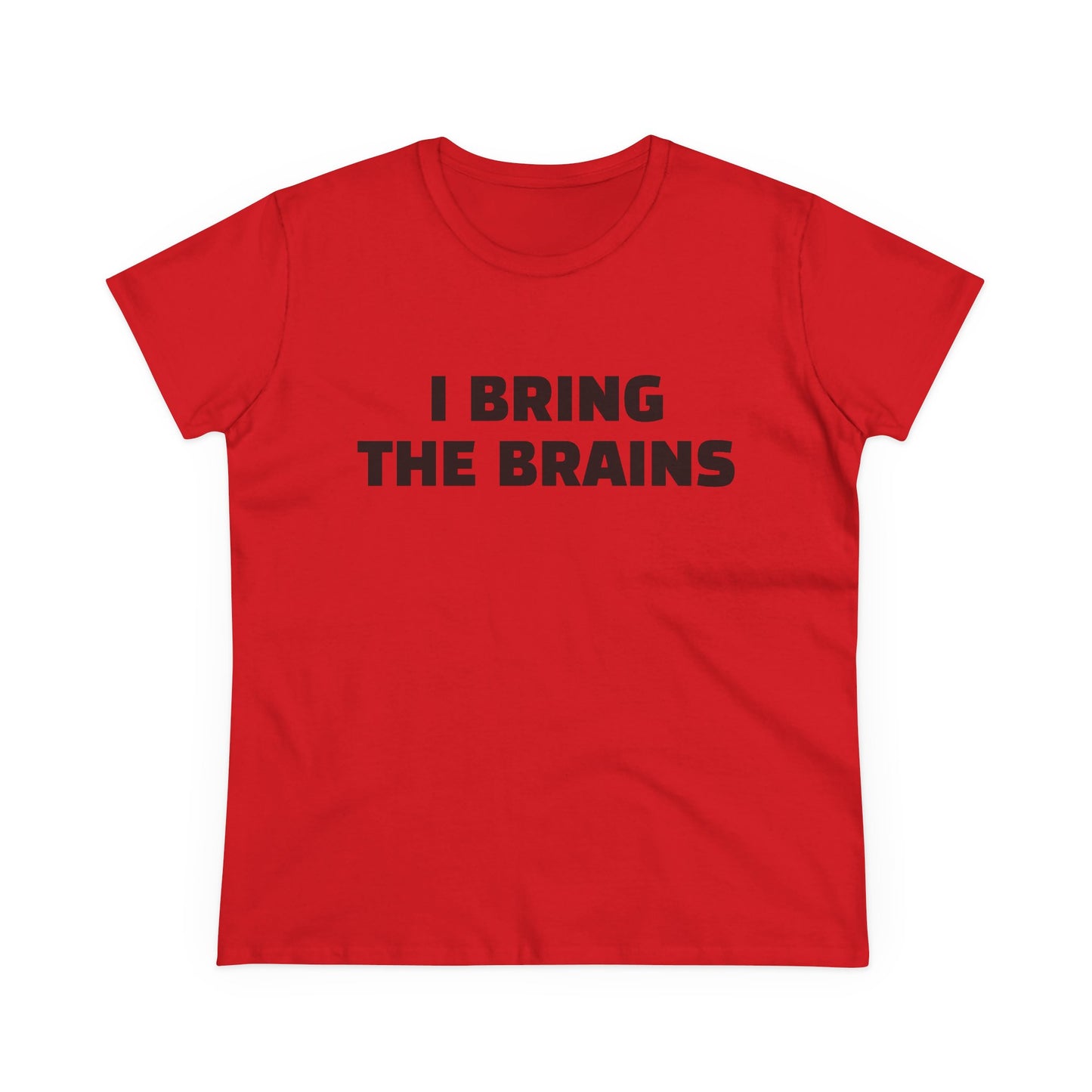 I Bring The Brains - 1/4 Graphic Cotton Cut Semi-Fitted Silhouette T-Shirt