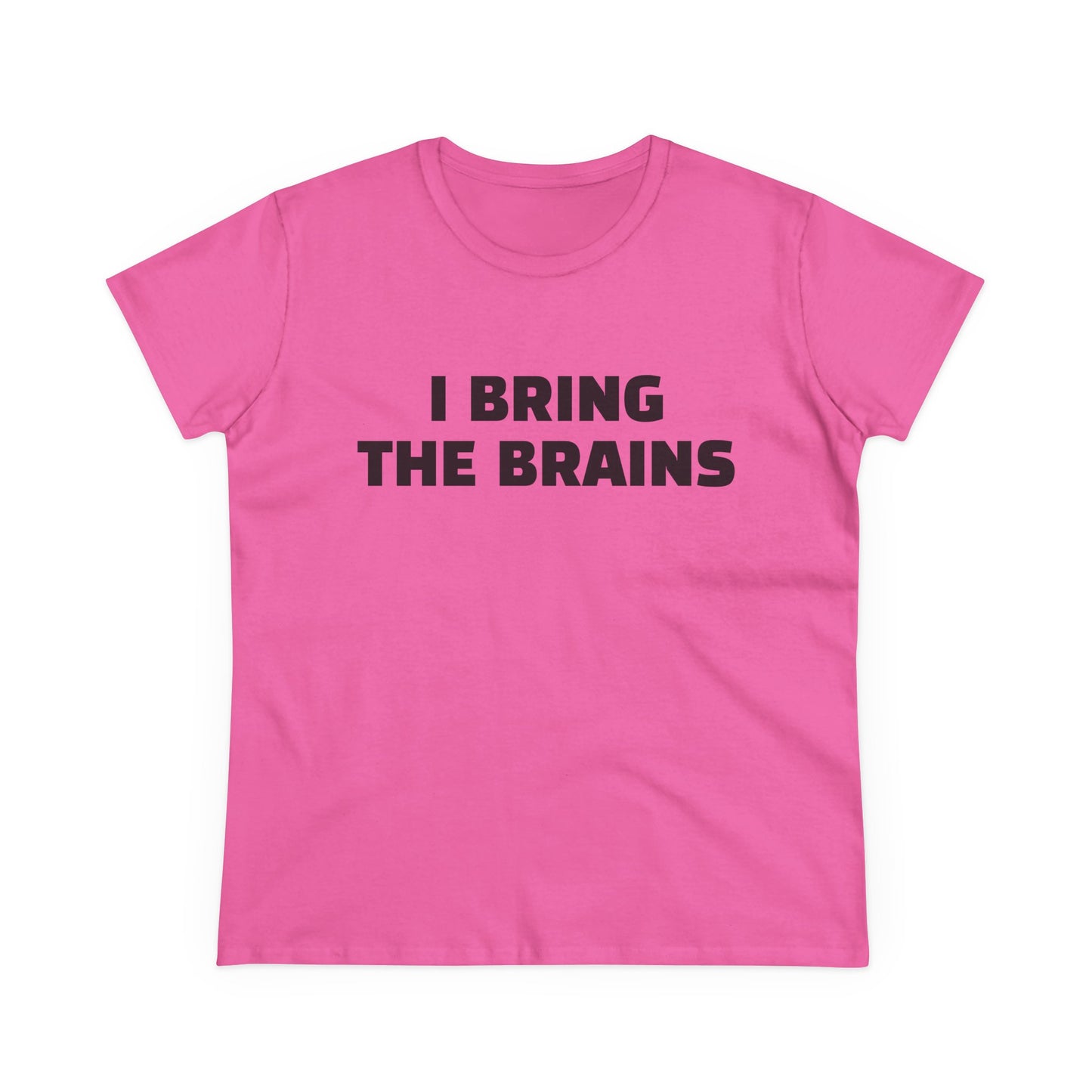 I Bring The Brains - 1/4 Graphic Cotton Cut Semi-Fitted Silhouette T-Shirt