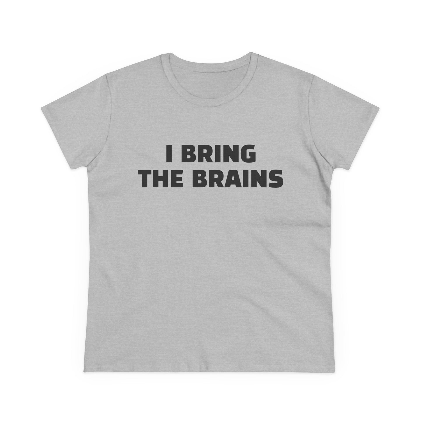 I Bring The Brains - 1/4 Graphic Cotton Cut Semi-Fitted Silhouette T-Shirt