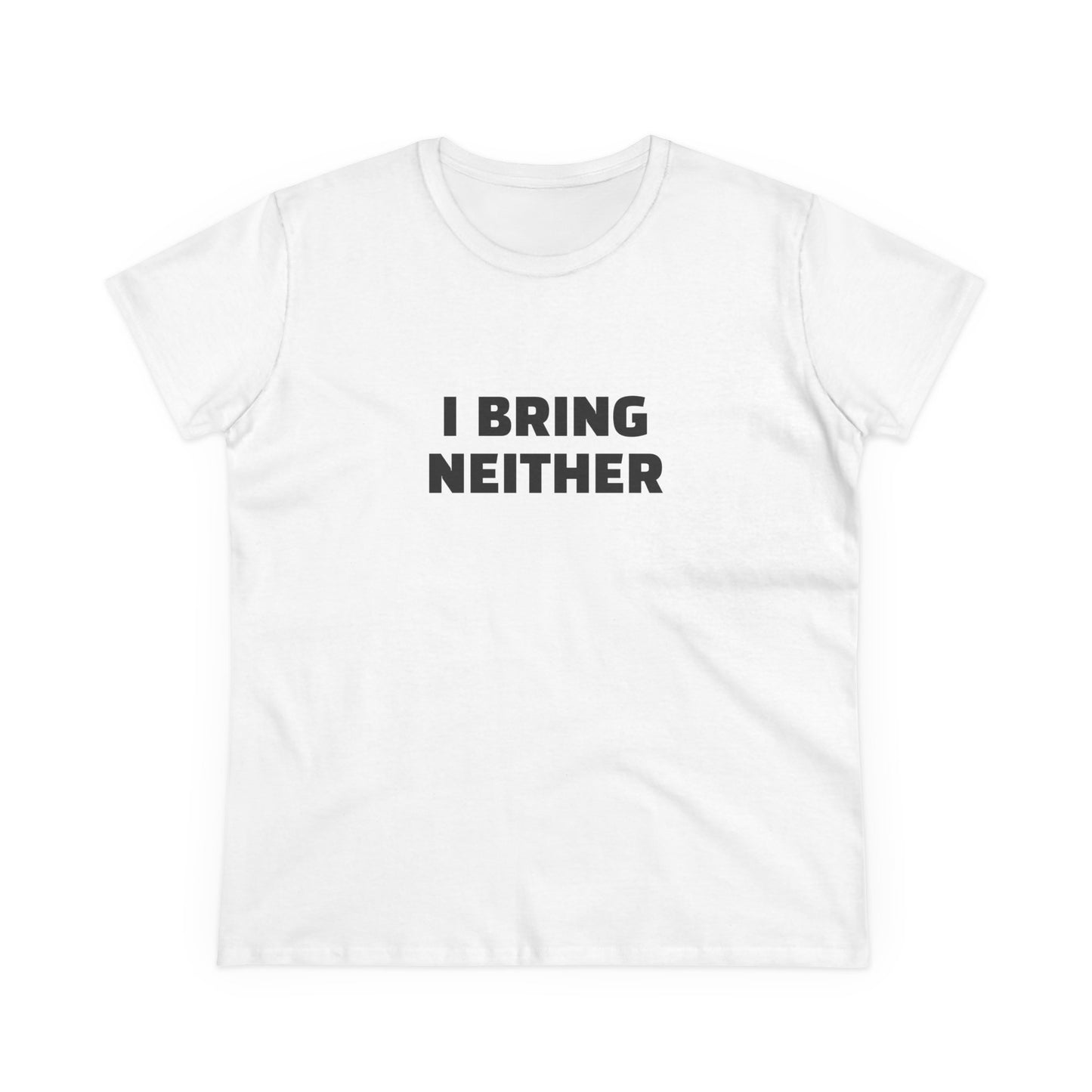 I Bring Neither 3/4 - Graphic Cut Semi Tight Silhouette Cotton T-Shirt