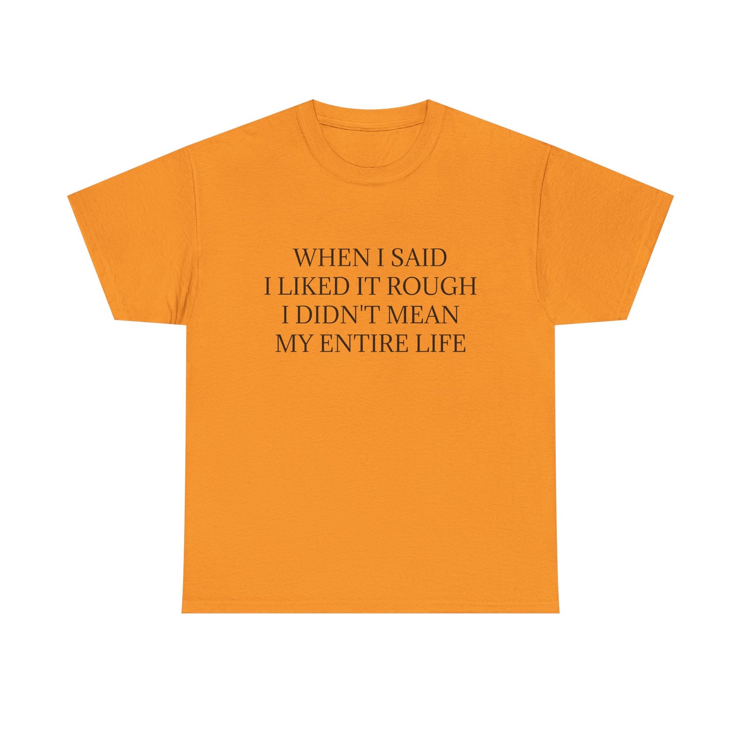 When I Said I Liked It Rough I Didn't Mean My Entire Life - Graphic Adult Humour Unisex Heavy Cotton Tee