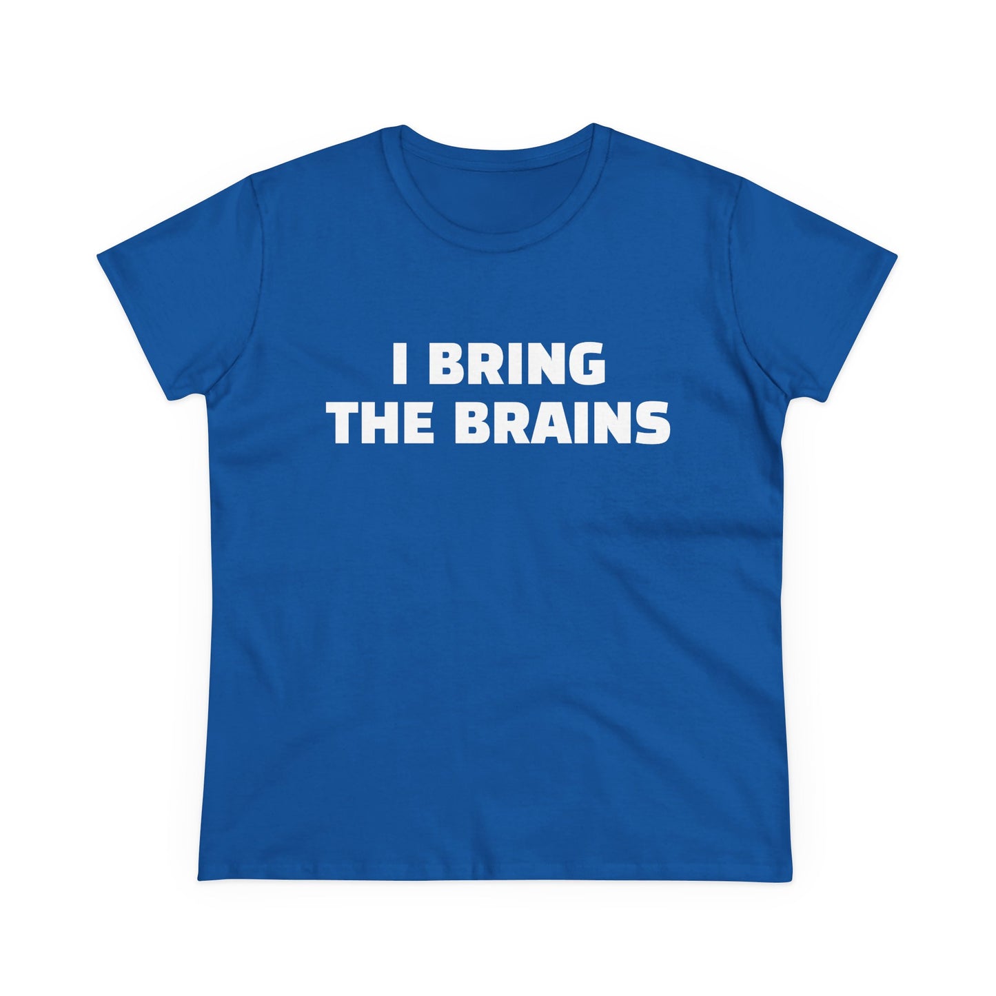 I Bring The Brains - 1/4 Graphic Cotton Cut Semi-Fitted Silhouette T-Shirt
