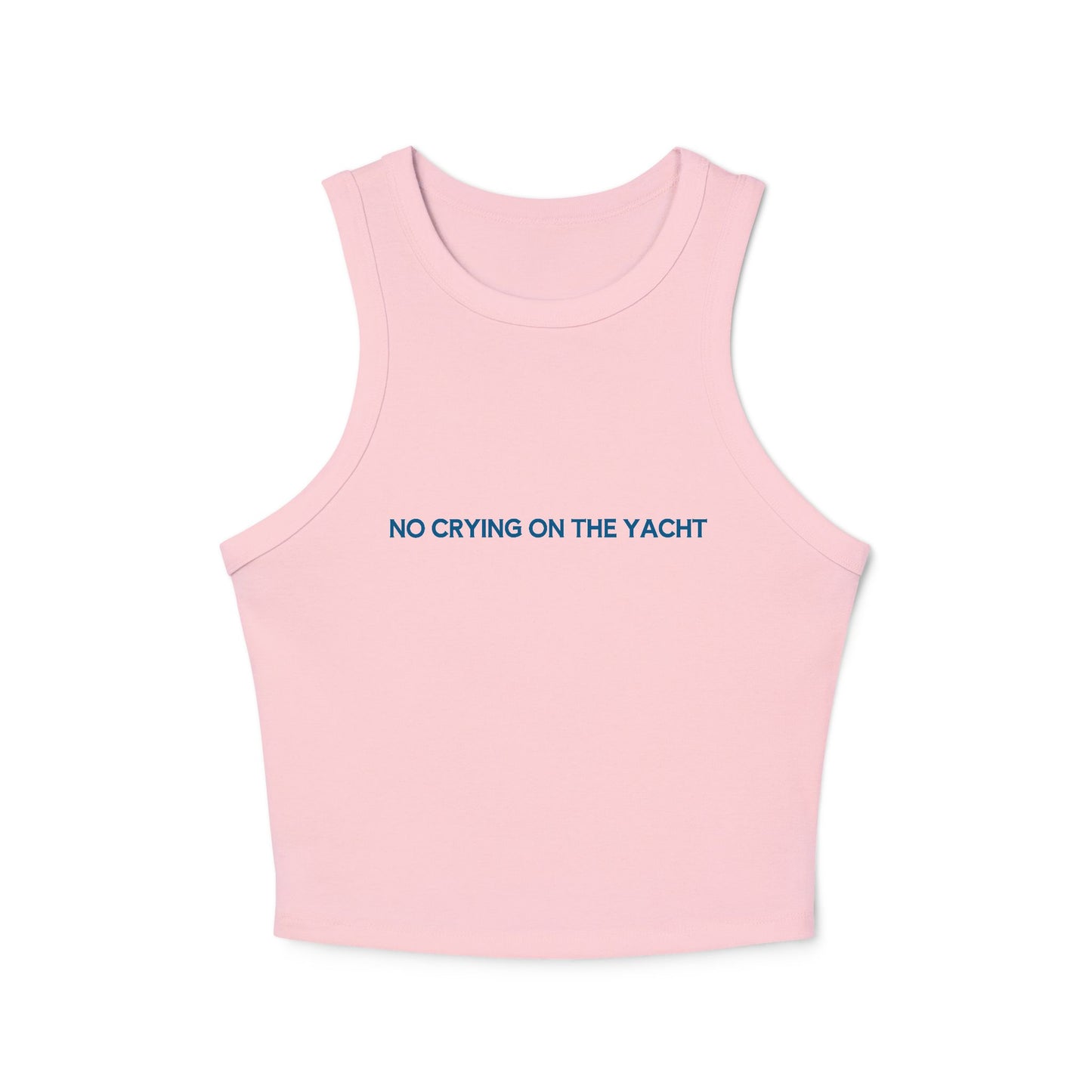 No Crying On The Yacht - Graphic Micro Rib Racer Tank Top