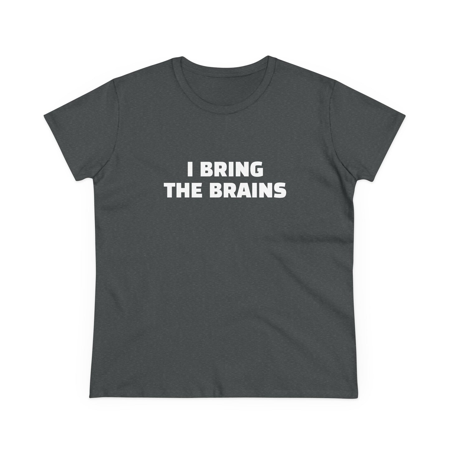 I Bring The Brains - 1/4 Graphic Cotton Cut Semi-Fitted Silhouette T-Shirt