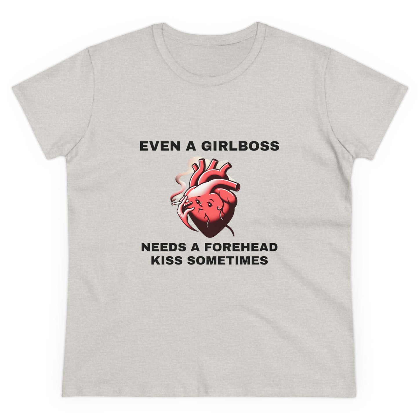 Even A Girlboss Needs A Forehead Kiss Sometimes - Graphic Semi Fitted Silhouette Cotton Tee