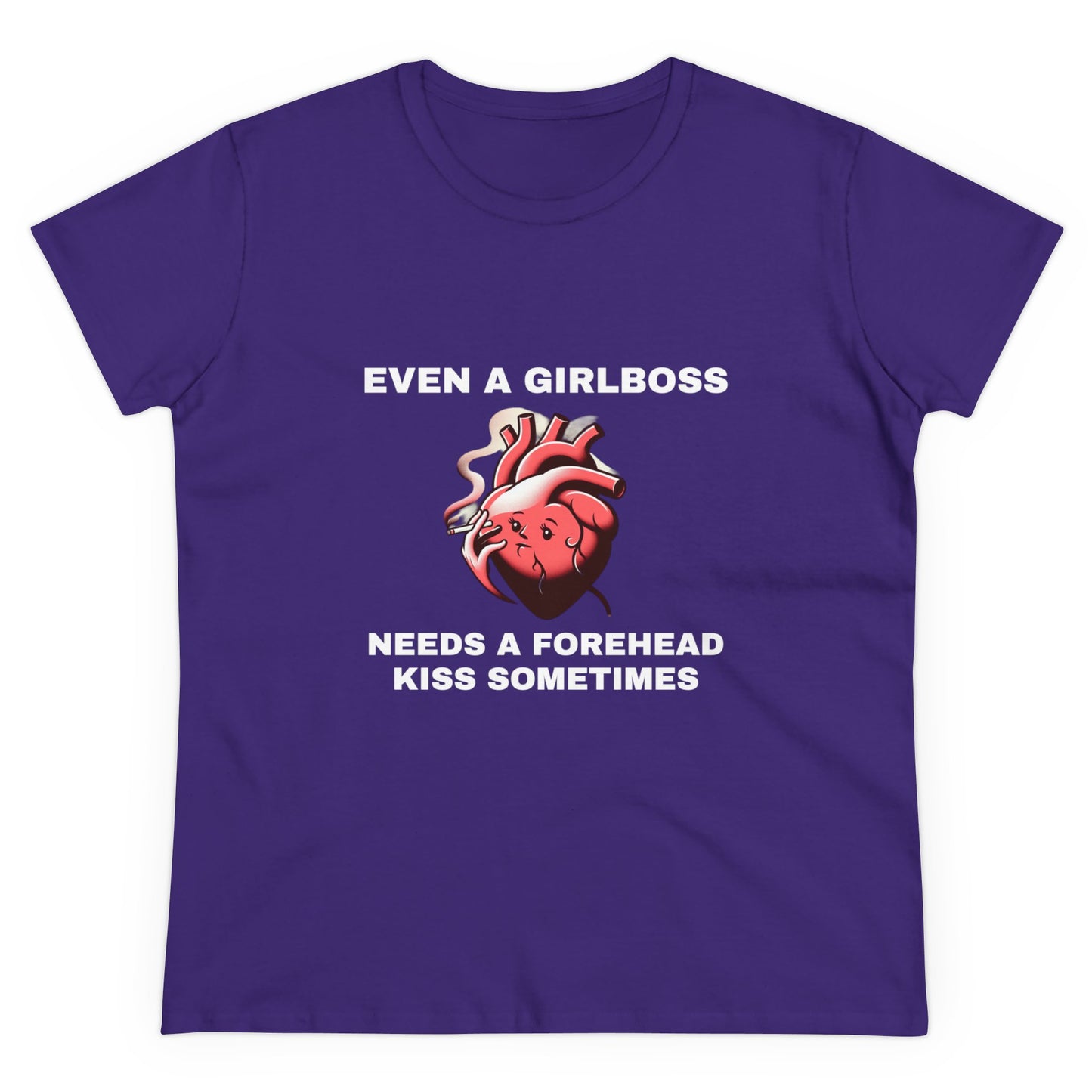 Even A Girlboss Needs A Forehead Kiss Sometimes - Graphic Semi Fitted Silhouette Cotton Tee