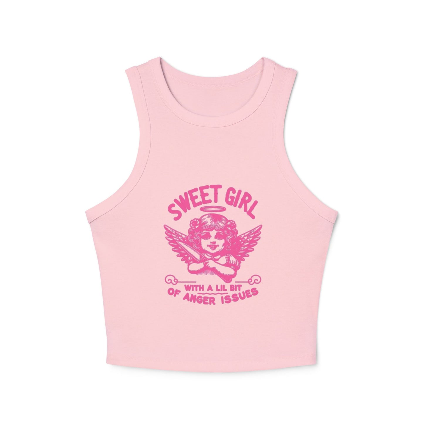 Sweet Girl With A Lil Bit Of Anger Issues - Graphic Micro Rib Racer Tank Top