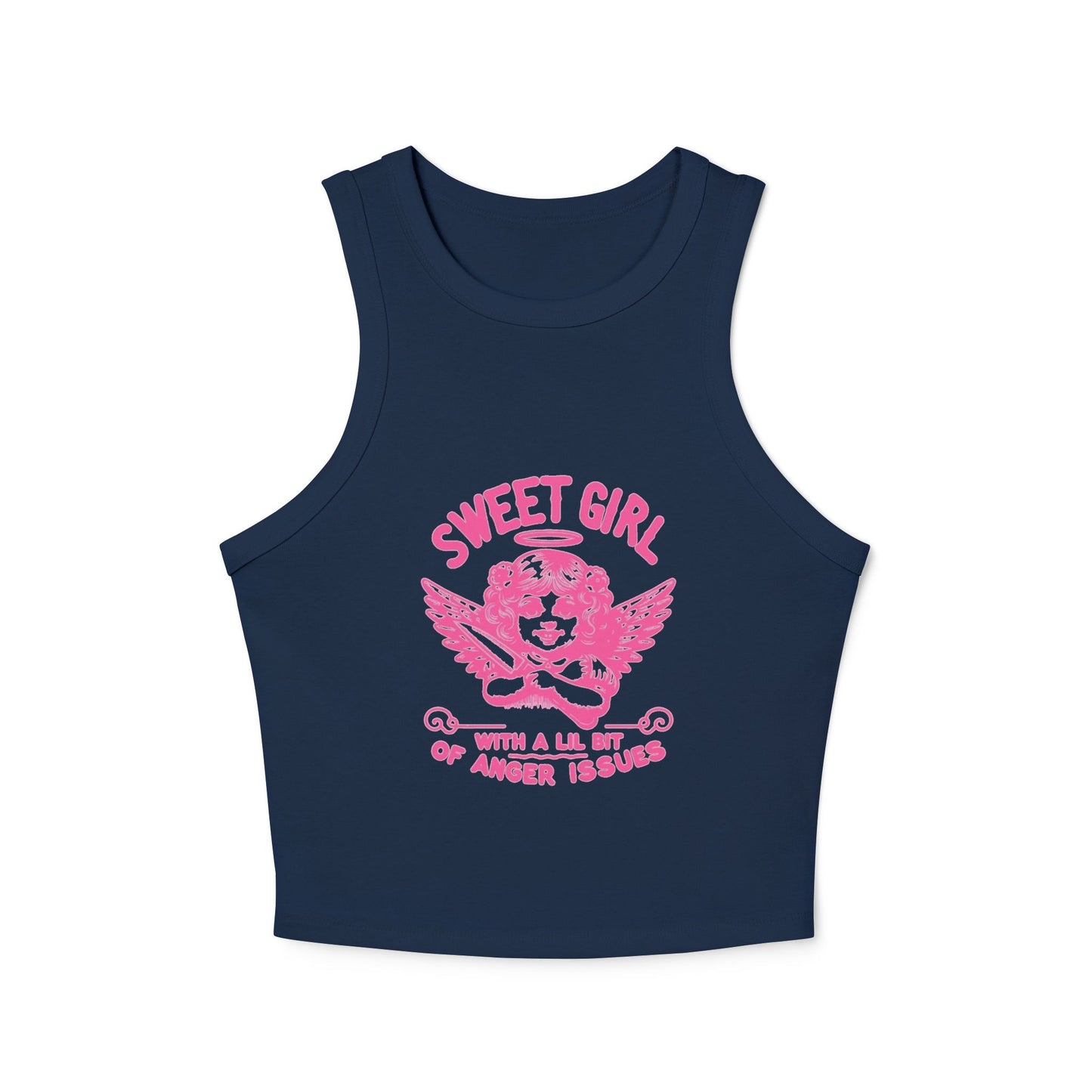 Sweet Girl With A Lil Bit Of Anger Issues - Graphic Micro Rib Racer Tank Top