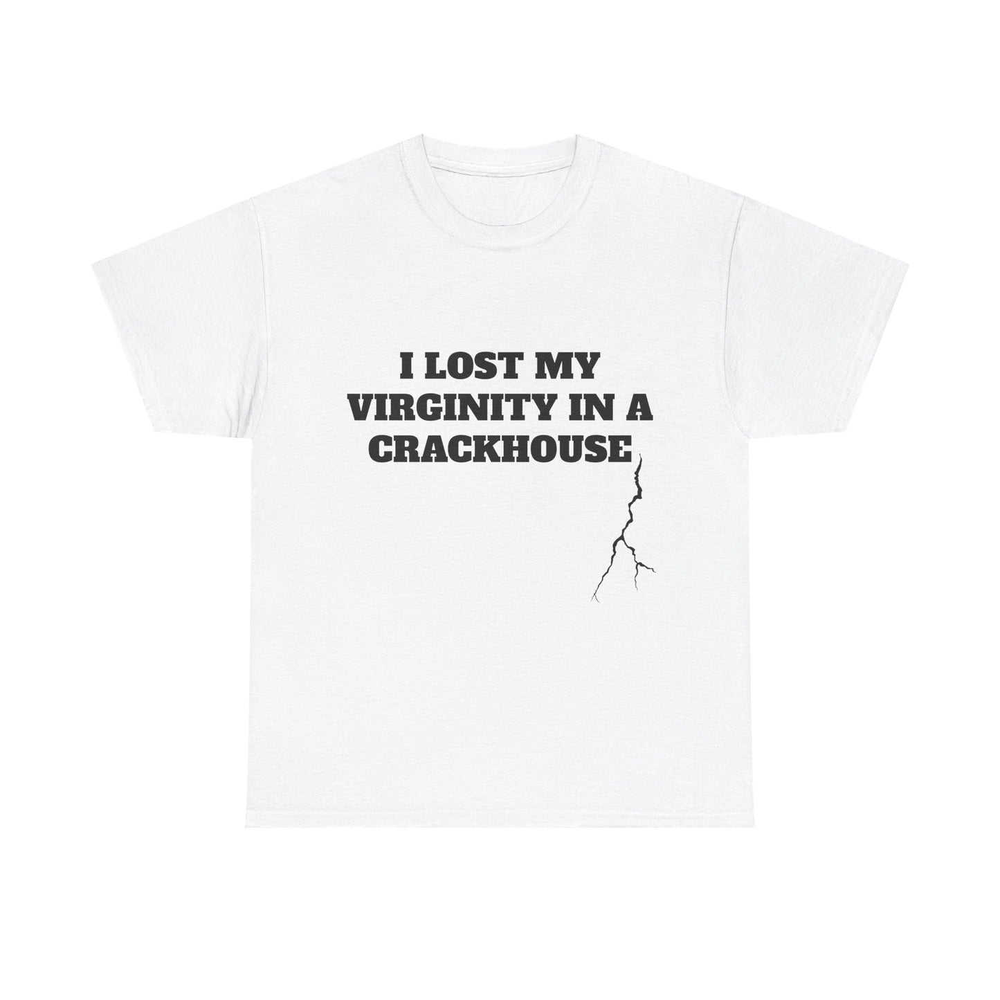 I LOST MY VIRGINITY IN A CRACKHOUSE - Graphic Unisex Heavy Cotton Tee