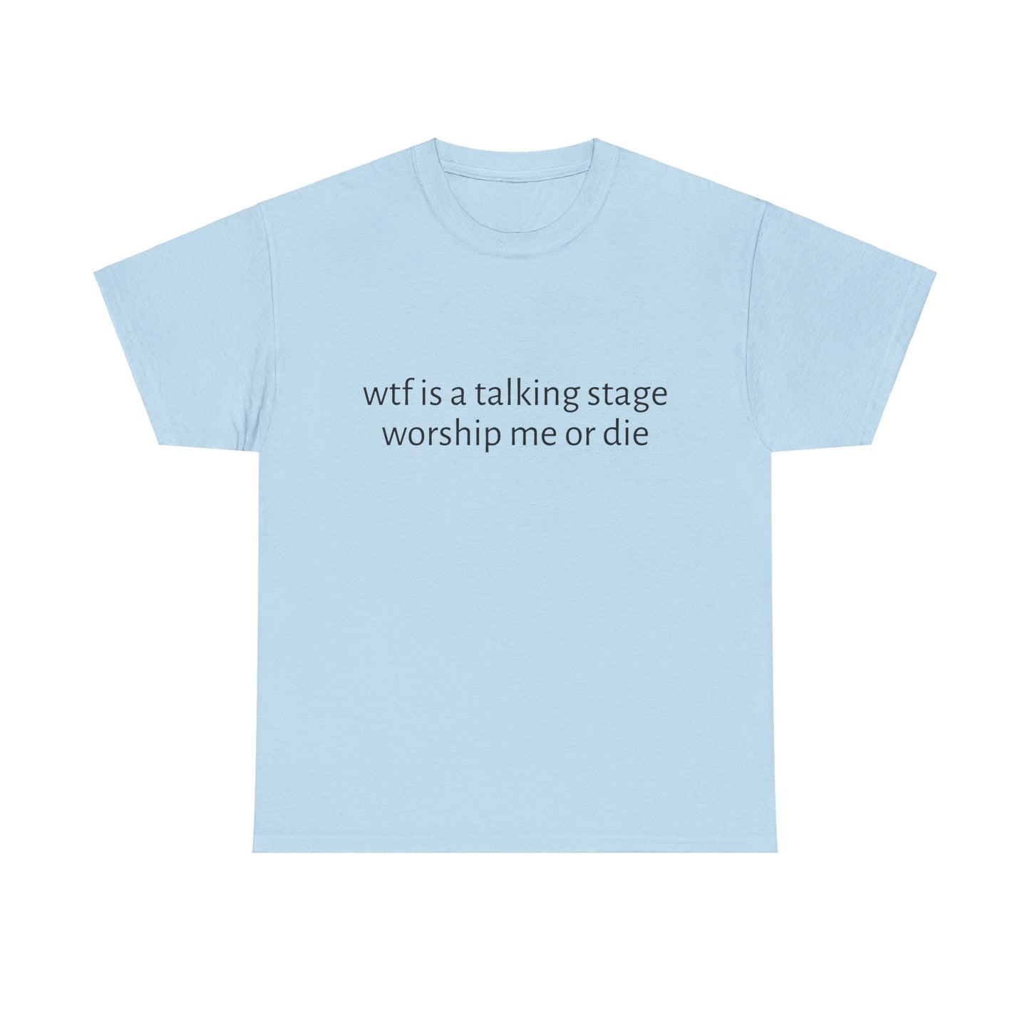 Wtf Is A Talking Stage , Worship Me Or Die - Graphic Unisex Heavy Cotton Tee