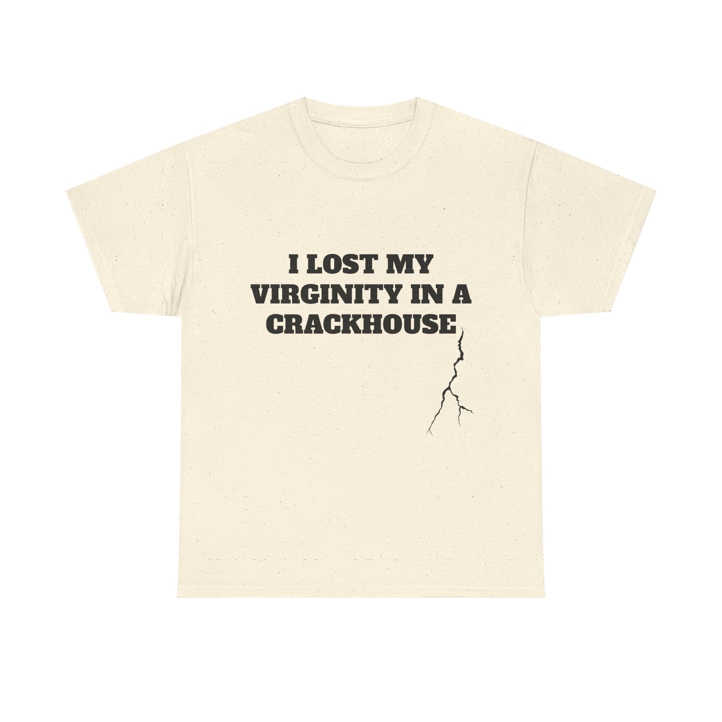 I LOST MY VIRGINITY IN A CRACKHOUSE - Graphic Unisex Heavy Cotton Tee