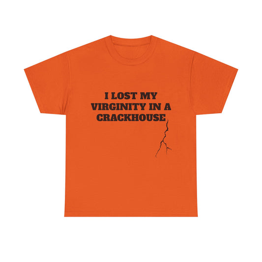 I LOST MY VIRGINITY IN A CRACKHOUSE - Graphic Unisex Heavy Cotton Tee