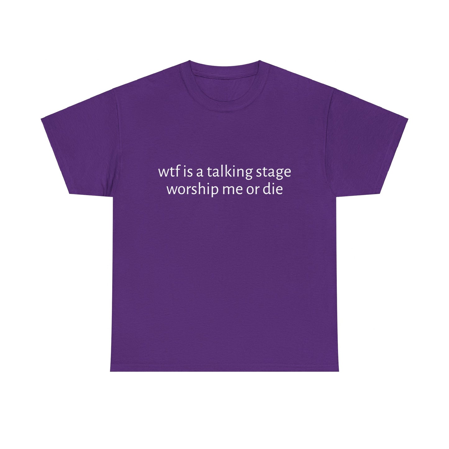 Wtf Is A Talking Stage , Worship Me Or Die - Graphic Unisex Heavy Cotton Tee