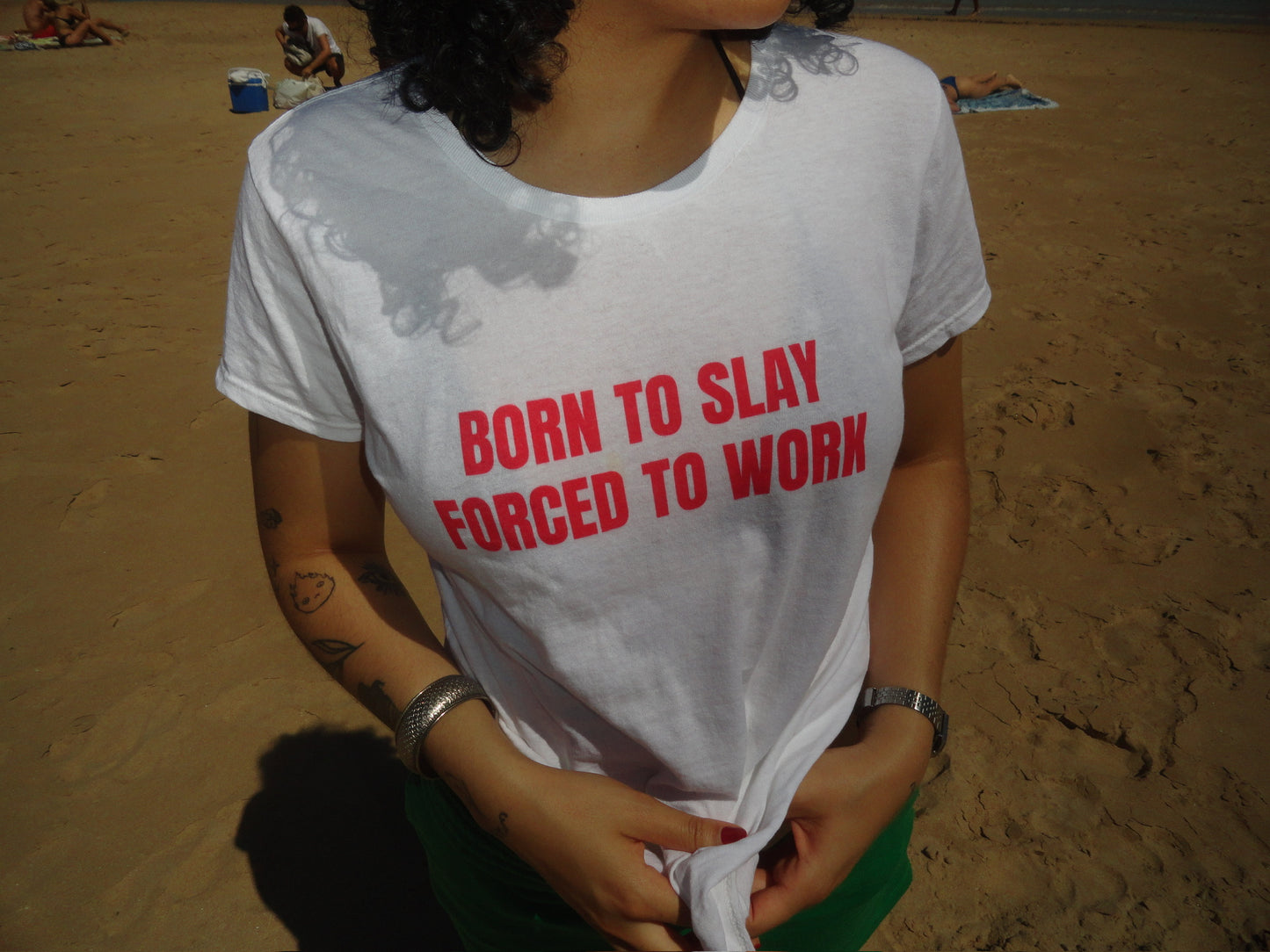 Born To Slay Forced To Work - Graphic Cotton Tee