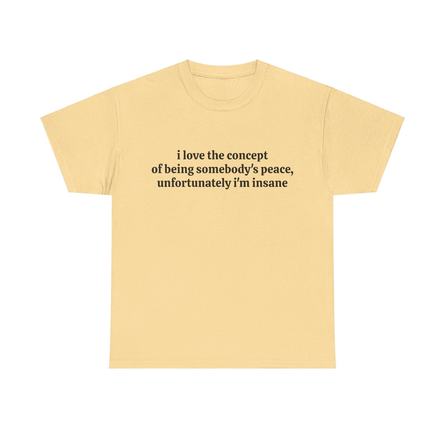 I Love The Concept Of Being Somebody's Peace, Unfortunately I'm Insane - Graphic Unisex Heavy Cotton Tee