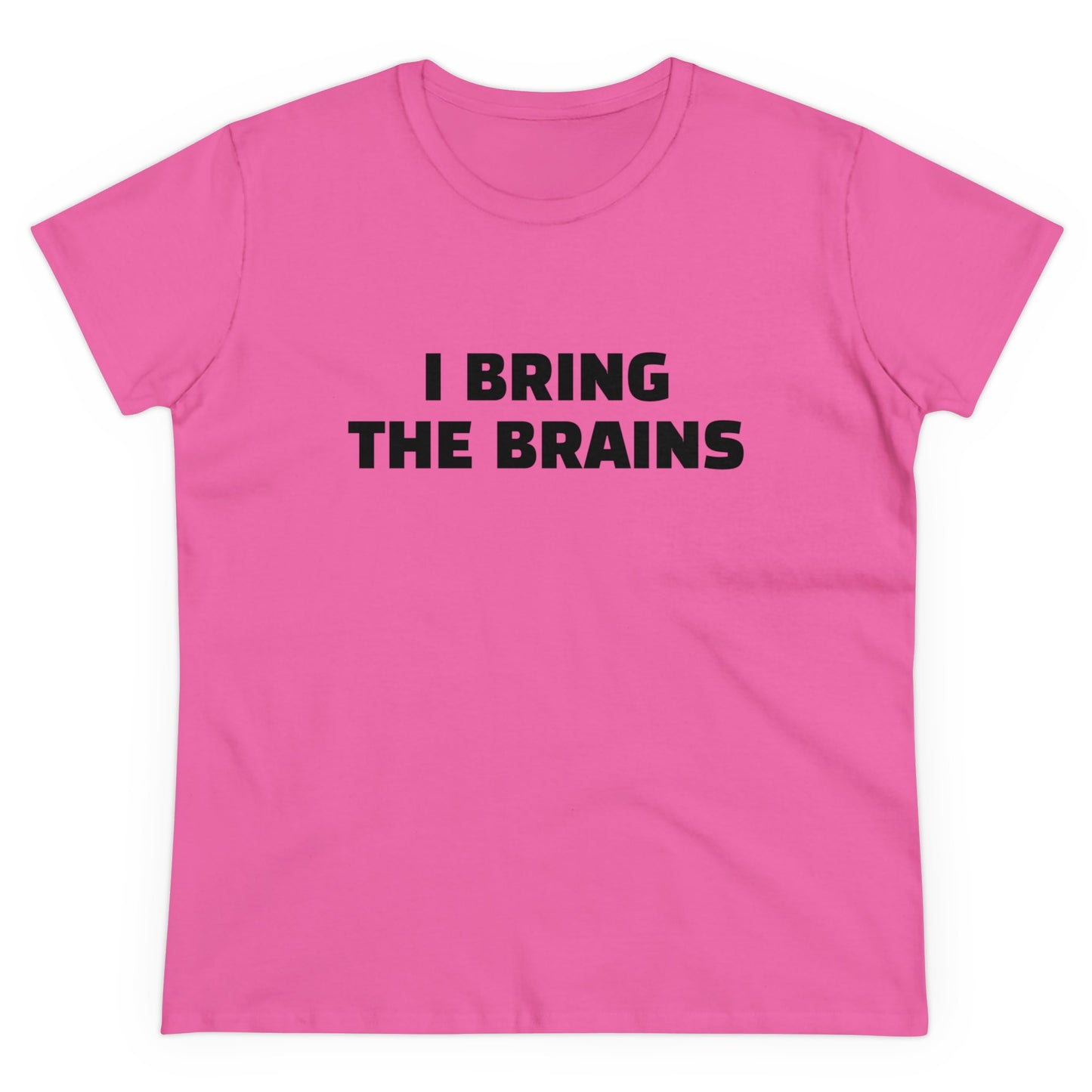 I Bring The Brains - 1/4 Graphic Cotton Women Cut Semi-Fitted Silhouette T-Shirt