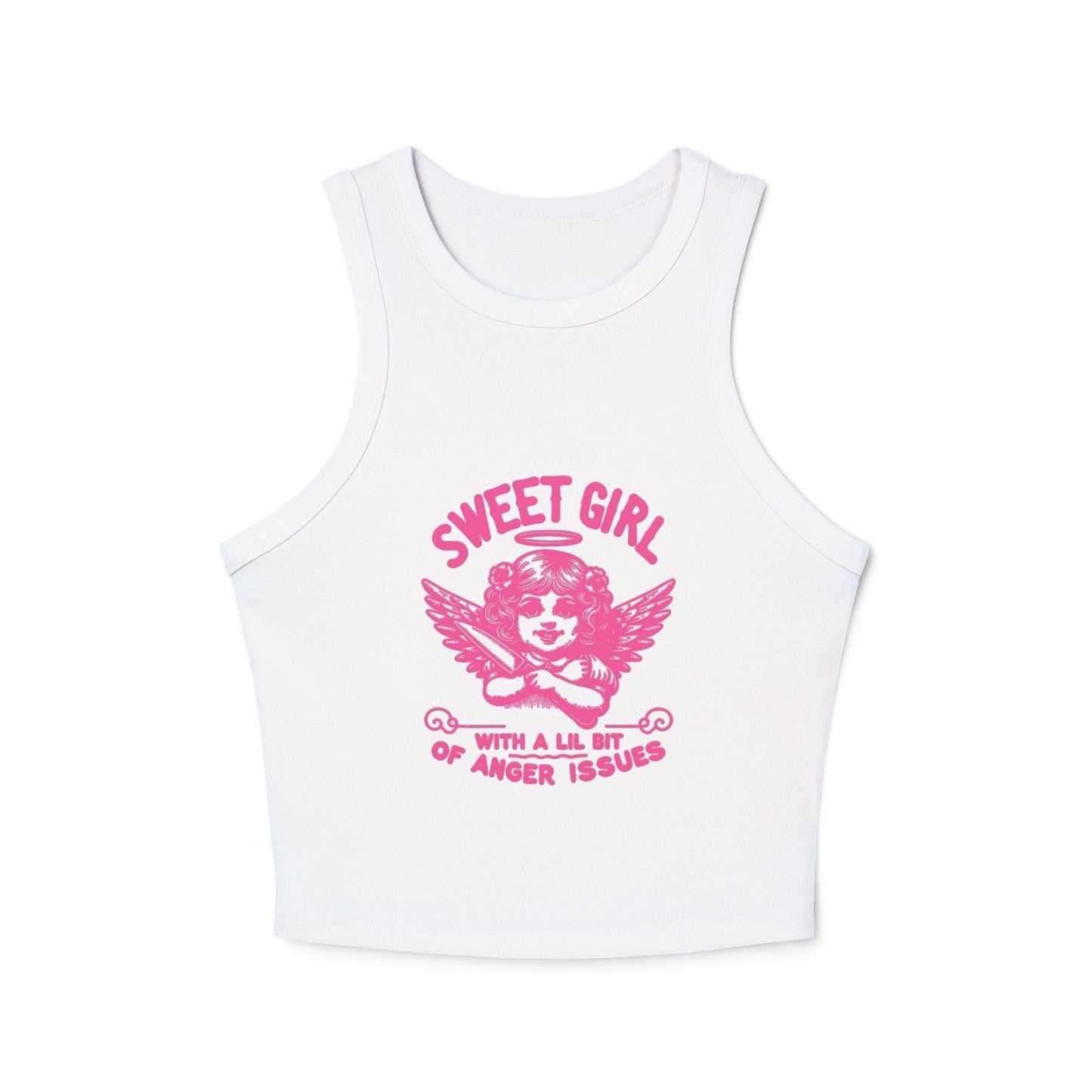 Sweet Girl With A Lil Bit Of Anger Issues - Graphic Micro Rib Racer Tank Top