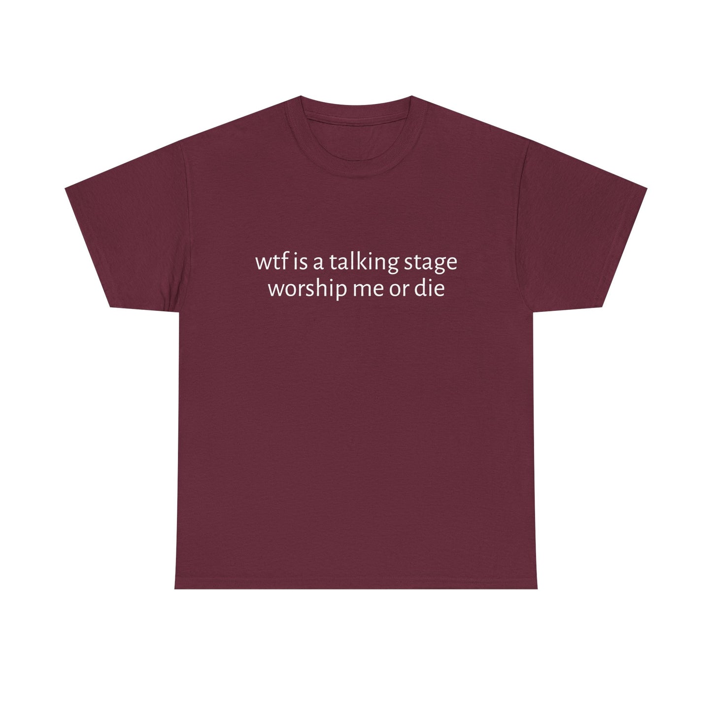 Wtf Is A Talking Stage , Worship Me Or Die - Graphic Unisex Heavy Cotton Tee