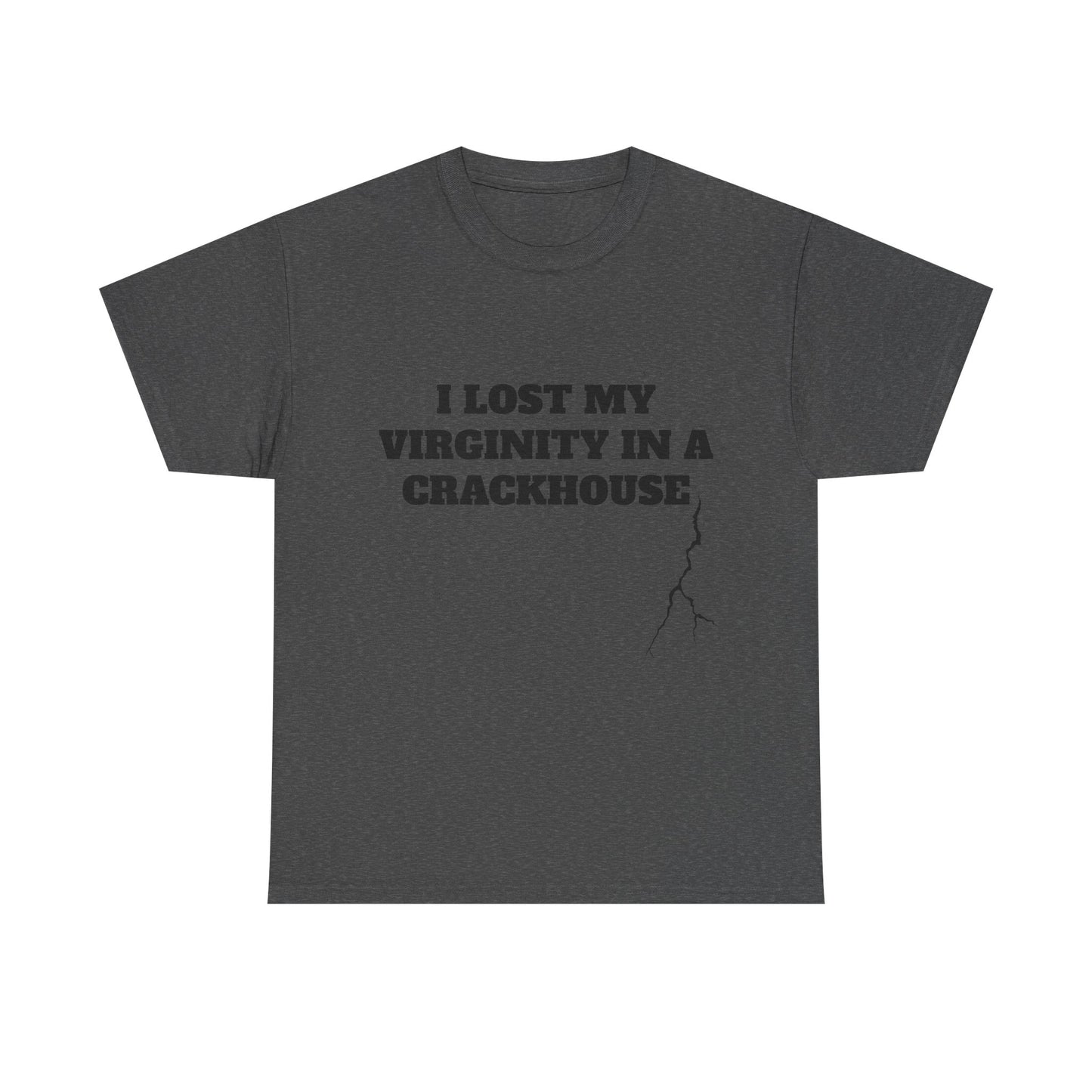 I LOST MY VIRGINITY IN A CRACKHOUSE - Graphic Unisex Heavy Cotton Tee