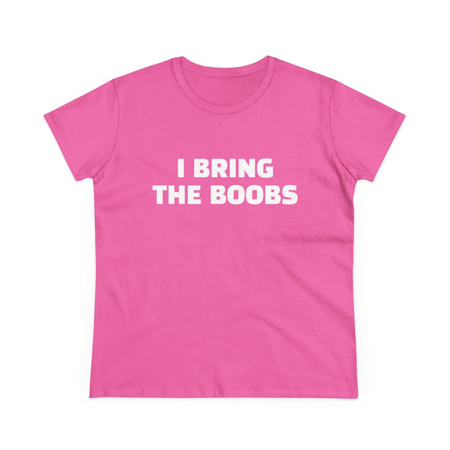 I Bring The Boobs - 2/4 Graphic Cut Semi Tight Silhouette Cotton T-Shirt