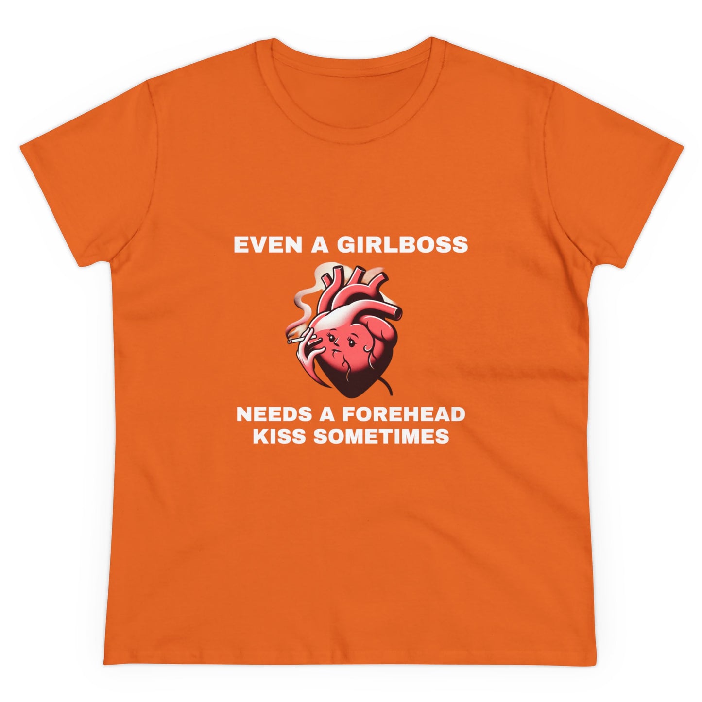 Even A Girlboss Needs A Forehead Kiss Sometimes - Graphic Semi Fitted Silhouette Cotton Tee