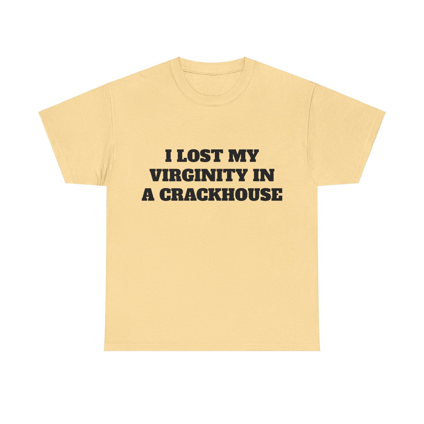 I LOST MY VIRGINITY IN A CRACKHOUSE - Graphic Unisex Heavy Cotton Tee