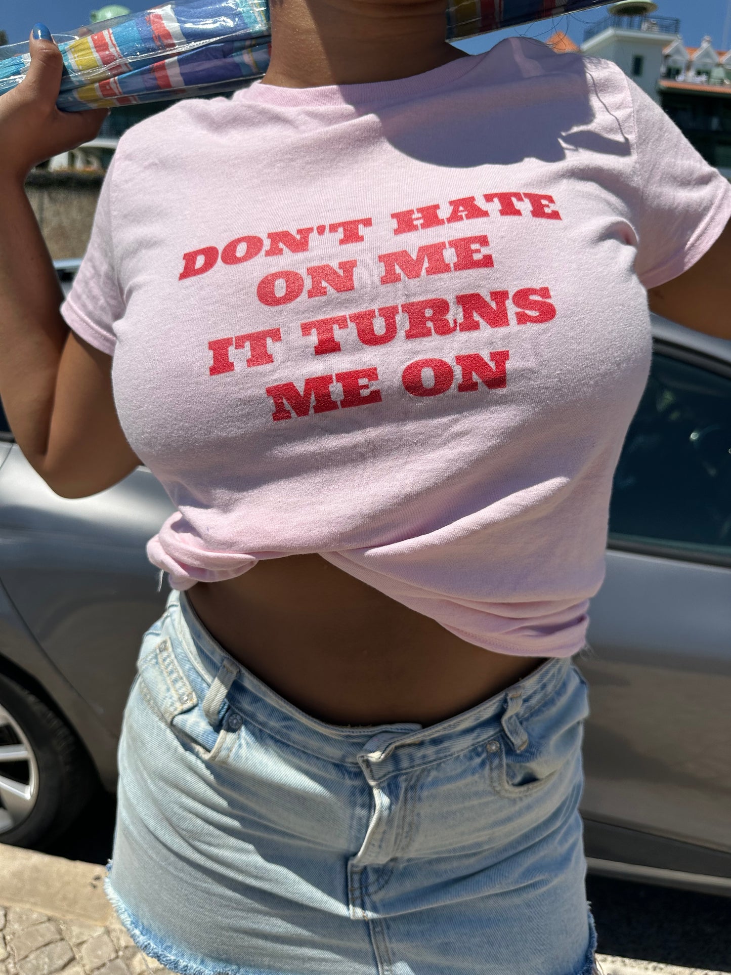 Don't Hate On Me It Turns Me On Graphic Cotton Tee