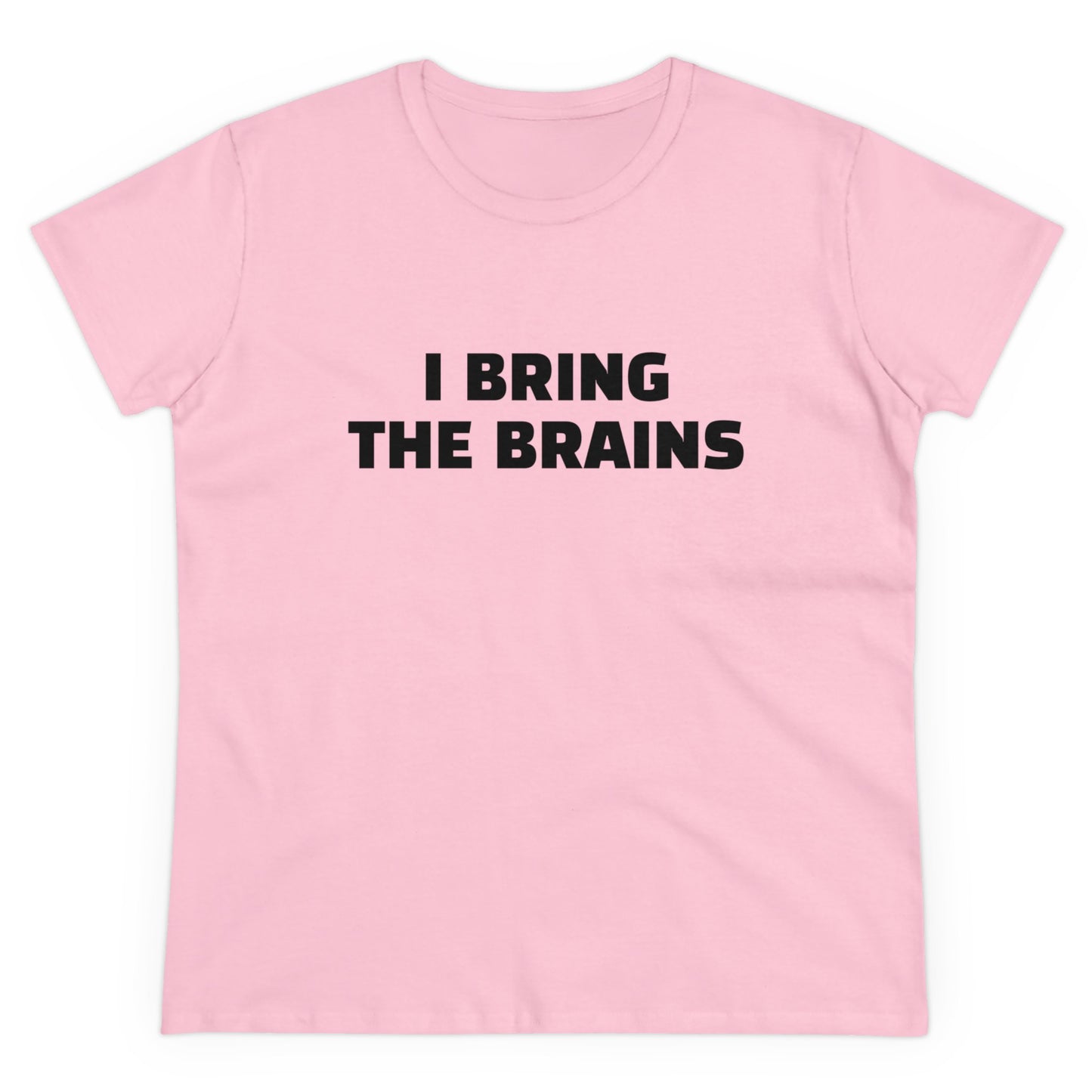 I Bring The Brains - 1/4 Graphic Cotton Women Cut Semi-Fitted Silhouette T-Shirt