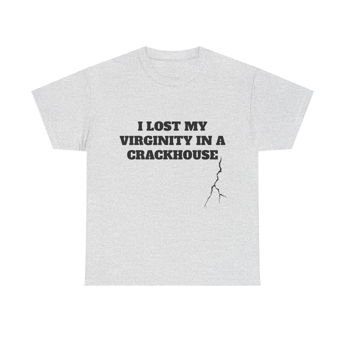 I LOST MY VIRGINITY IN A CRACKHOUSE - Graphic Unisex Heavy Cotton Tee