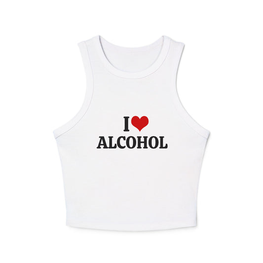 I Love Alcohol - Graphic Micro Rib Racer Tank Top