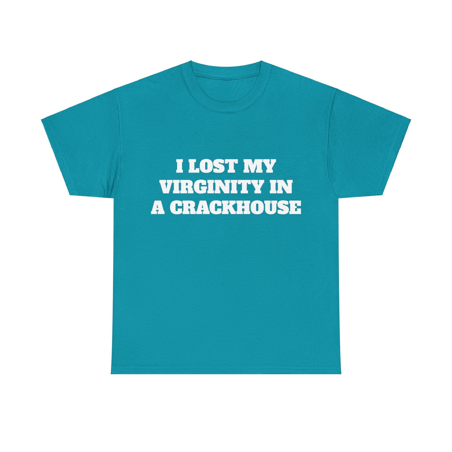 I LOST MY VIRGINITY IN A CRACKHOUSE - Graphic Unisex Heavy Cotton Tee