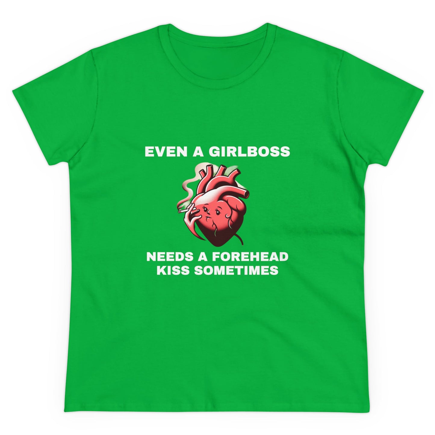 Even A Girlboss Needs A Forehead Kiss Sometimes - Graphic Semi Fitted Silhouette Cotton Tee