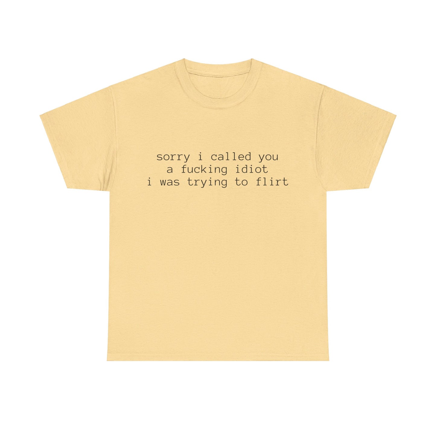 Sorry I Called You A Fucking Idiot, I Was Trying To Flirt - Graphic Unisex Heavy Cotton Tee