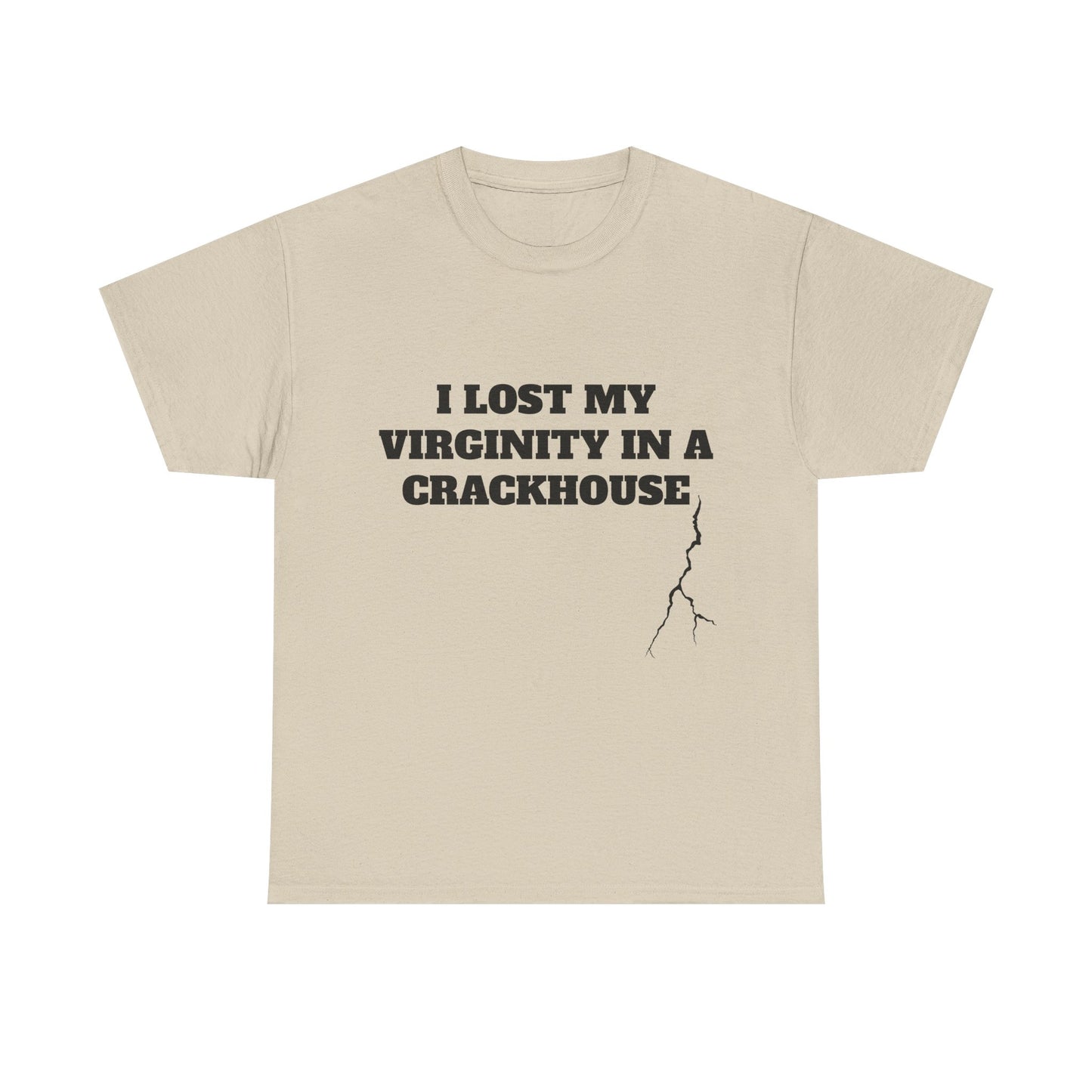 I LOST MY VIRGINITY IN A CRACKHOUSE - Graphic Unisex Heavy Cotton Tee