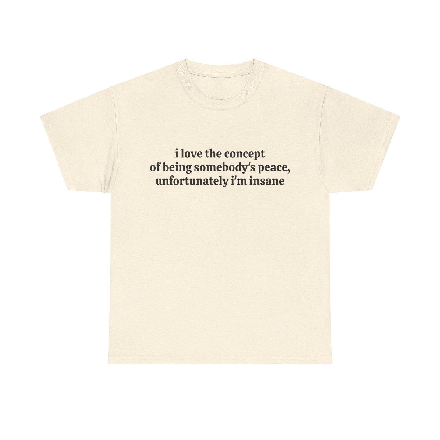 I Love The Concept Of Being Somebody's Peace, Unfortunately I'm Insane - Graphic Unisex Heavy Cotton Tee