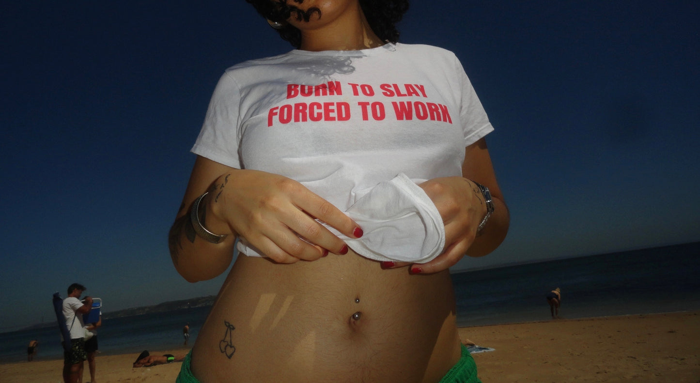 Born To Slay Forced To Work - Graphic Cotton Tee